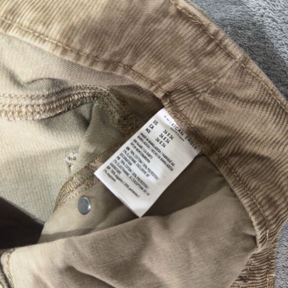 American Eagle Pants Mens 36X34 Brown Corduroy Straight Leg Khaki Tan Flex - Picture 6 of 11